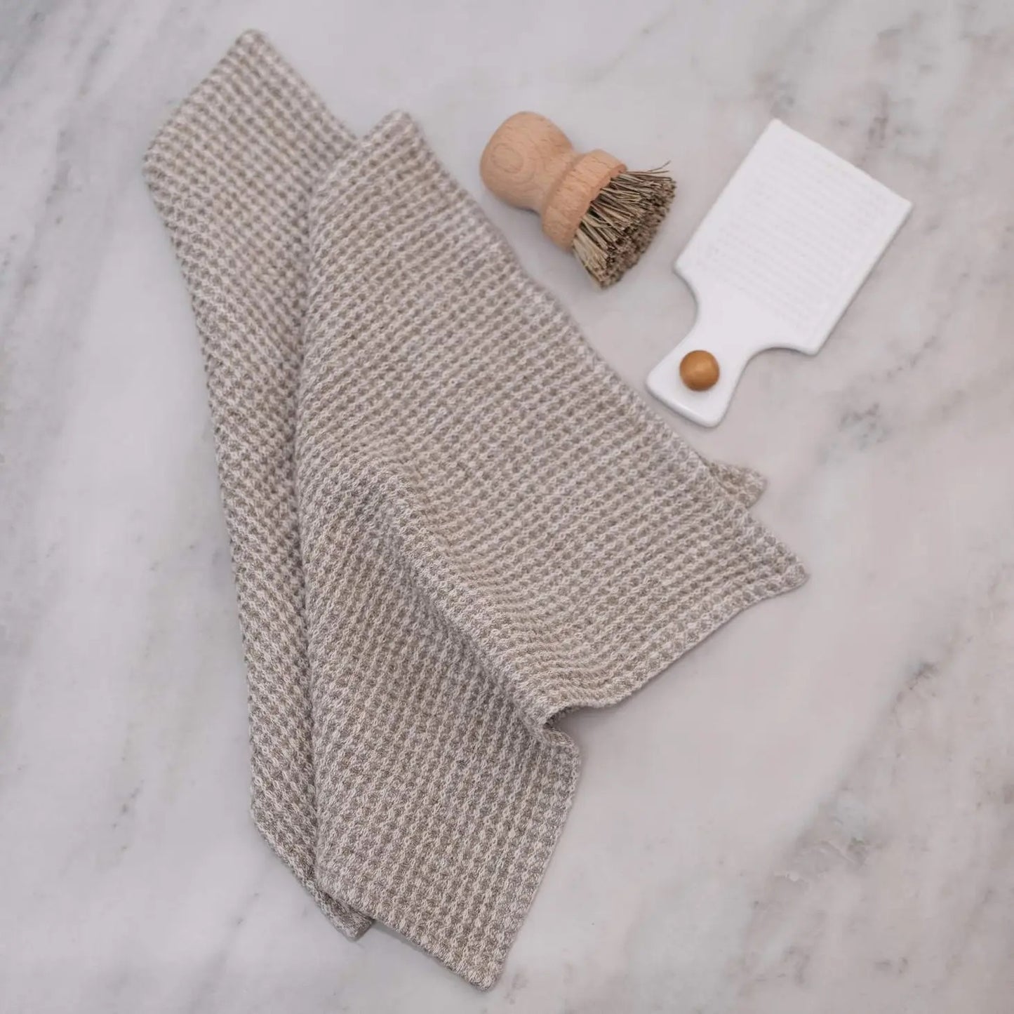 natural linen waffle dish cloth - set of 2