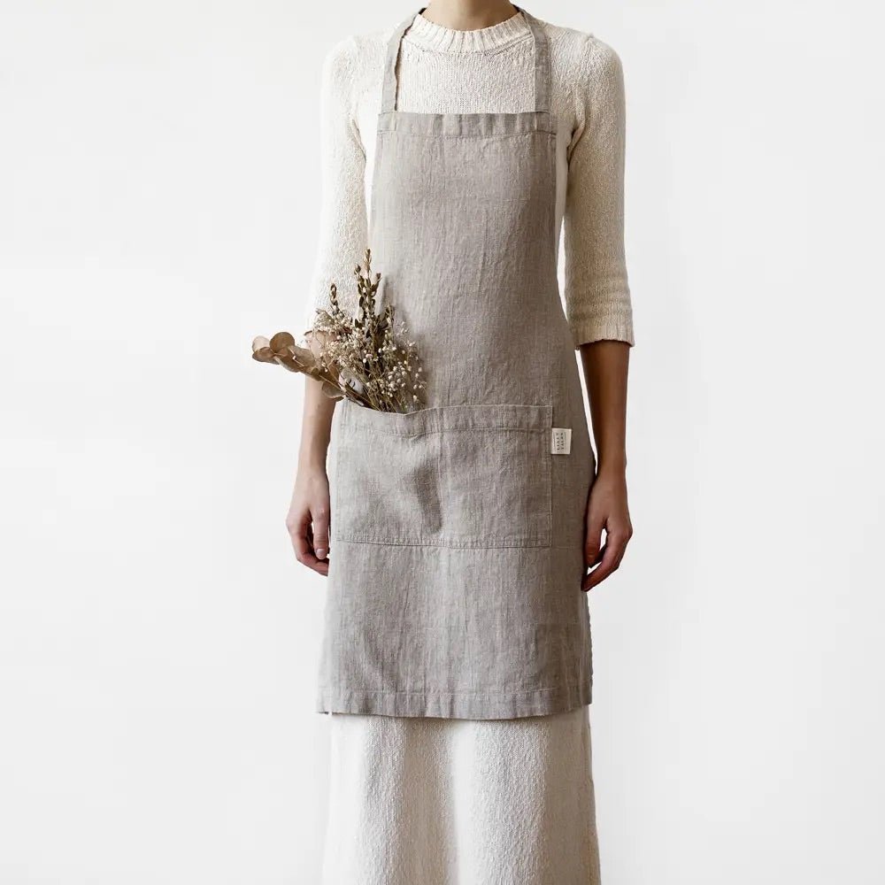 natural linen apron