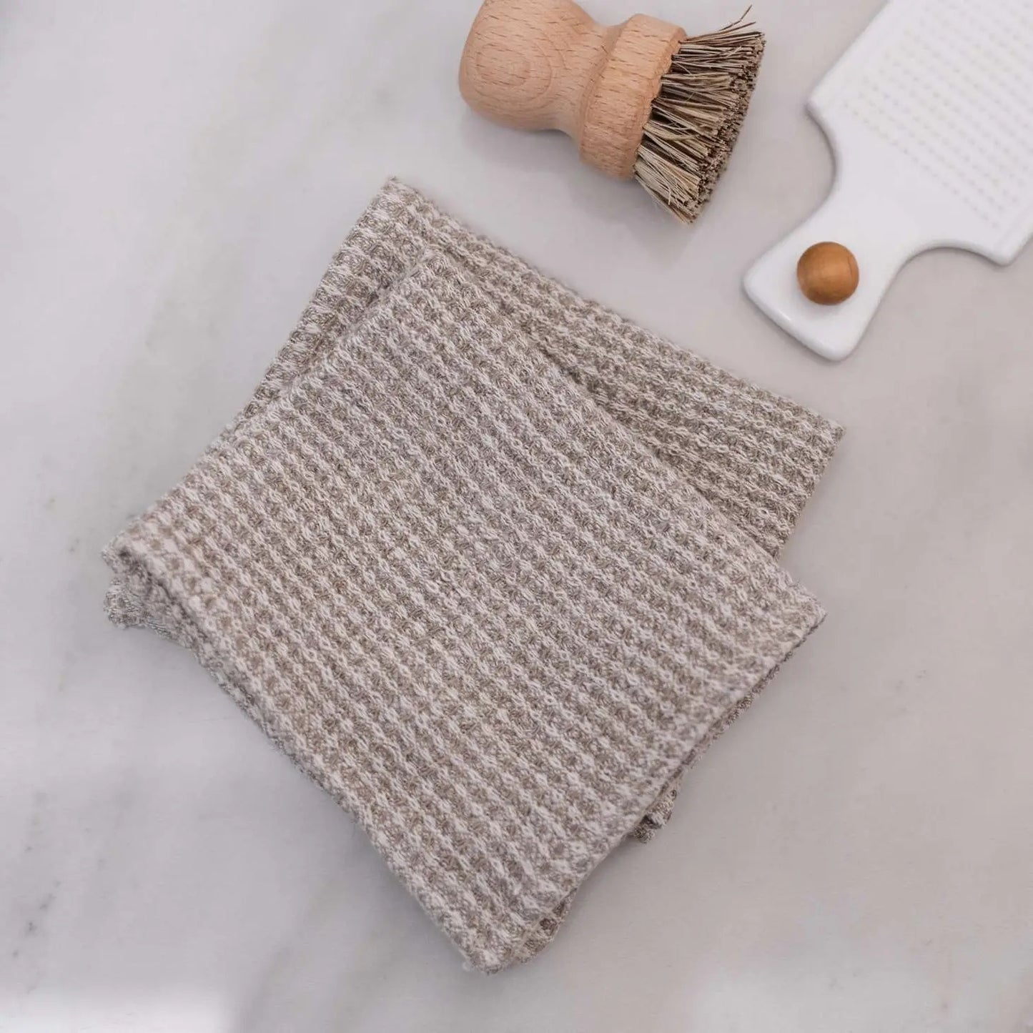 natural linen waffle dish cloth - set of 2