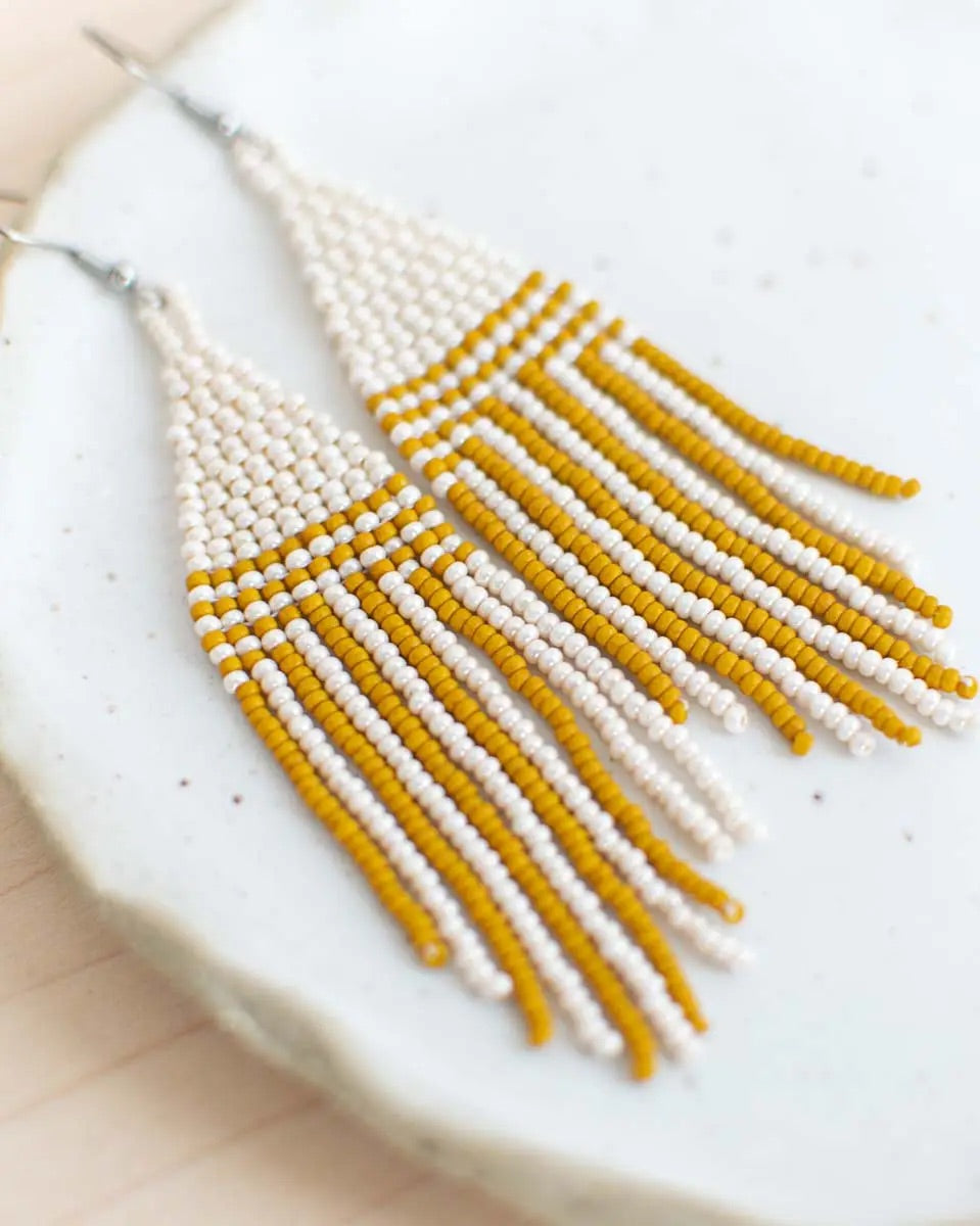 beaded fringe earrings - sol