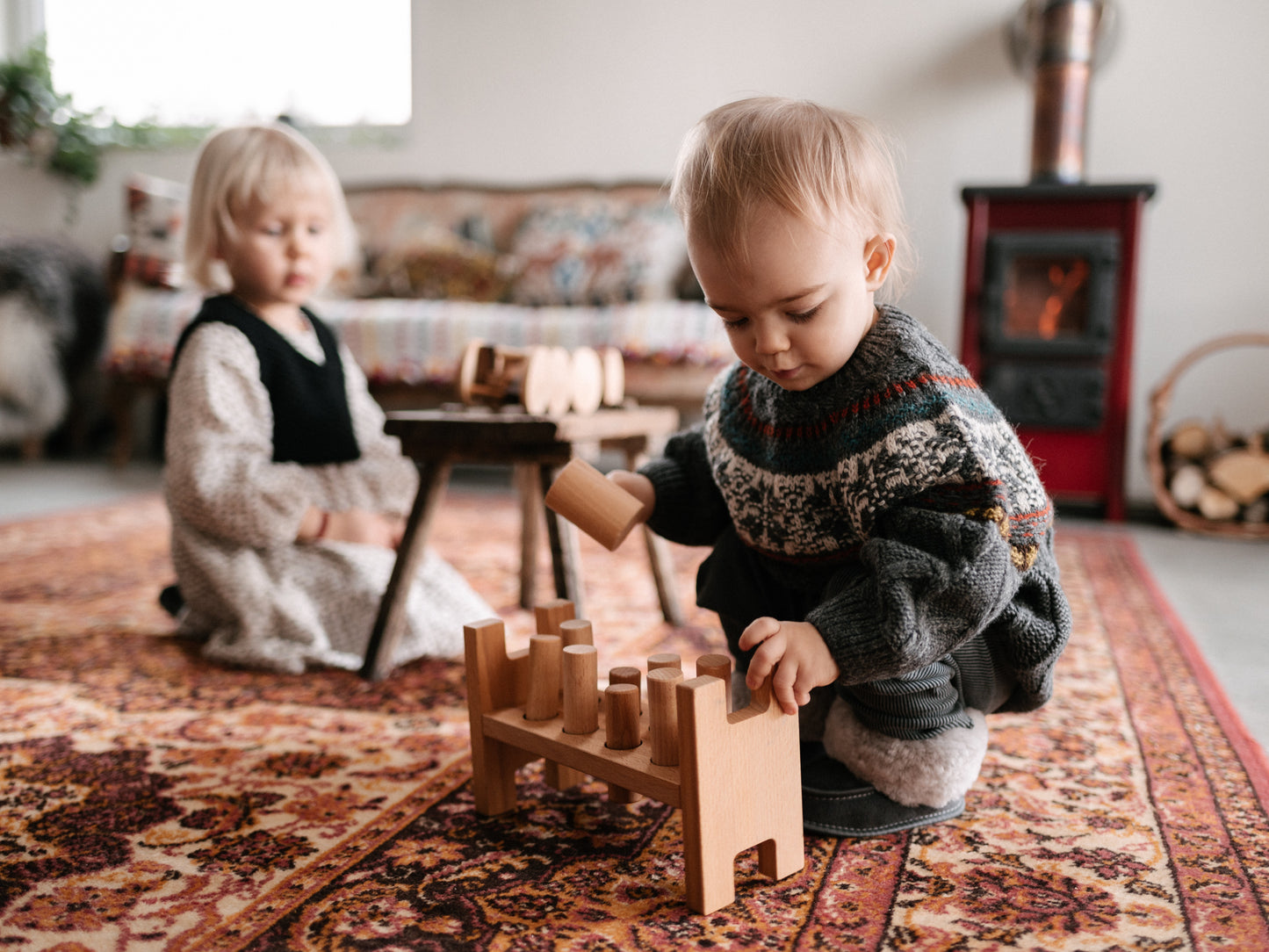 wooden pound-a-peg in natural