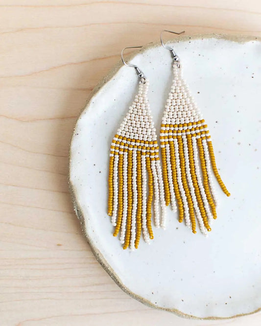 beaded fringe earrings - sol