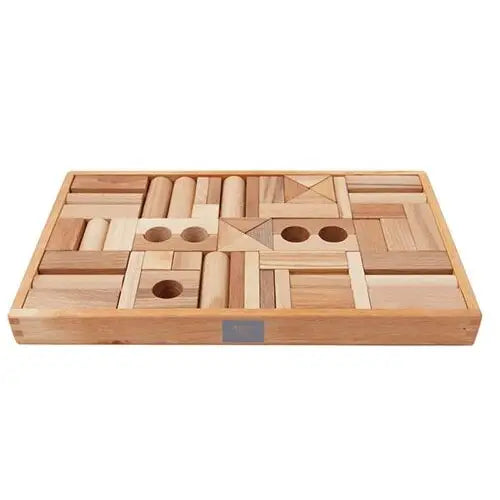 wooden blocks in tray - natural 54pcs