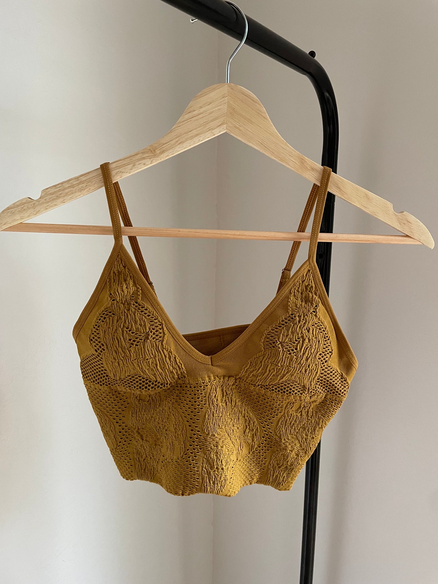 floral textured bralette - mustard