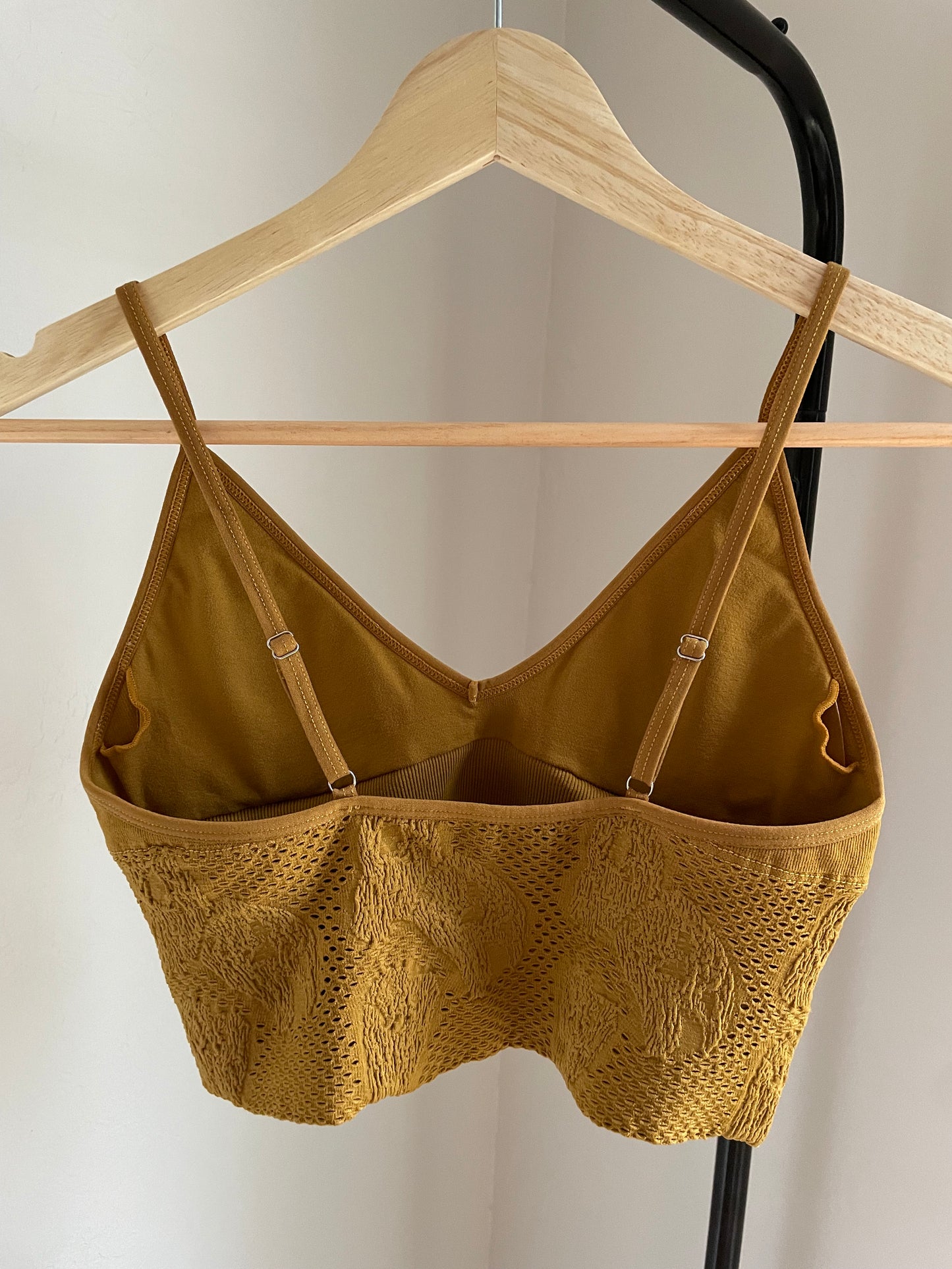 floral textured bralette - mustard