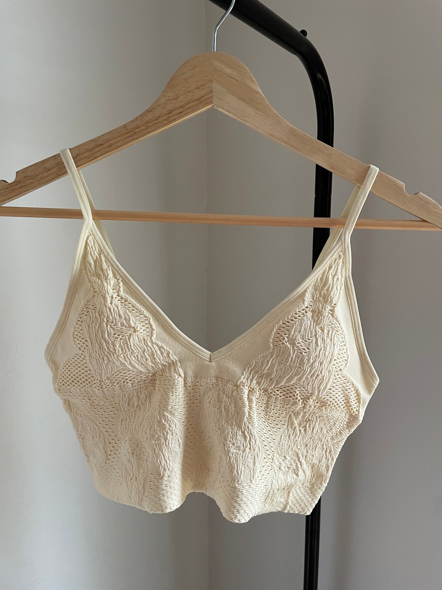 floral textured bralette - ivory