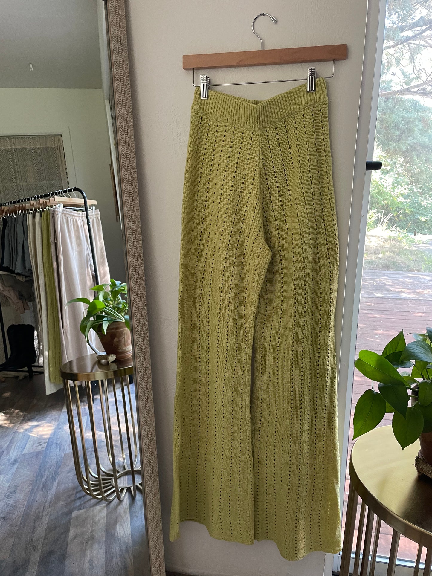 walk with me crochet pants - lime