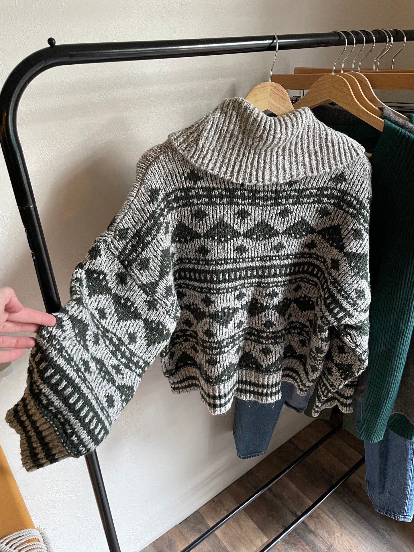 knit cowl neck sweater