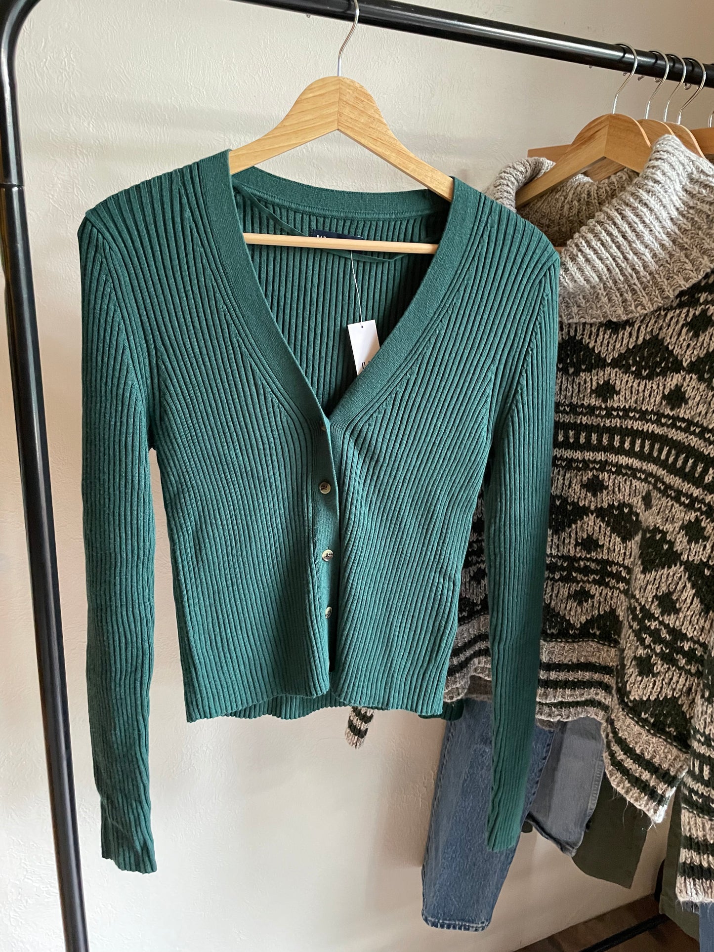 NWT balsam green ribbed cardigan