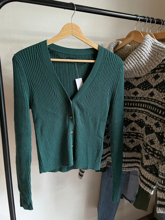 NWT balsam green ribbed cardigan