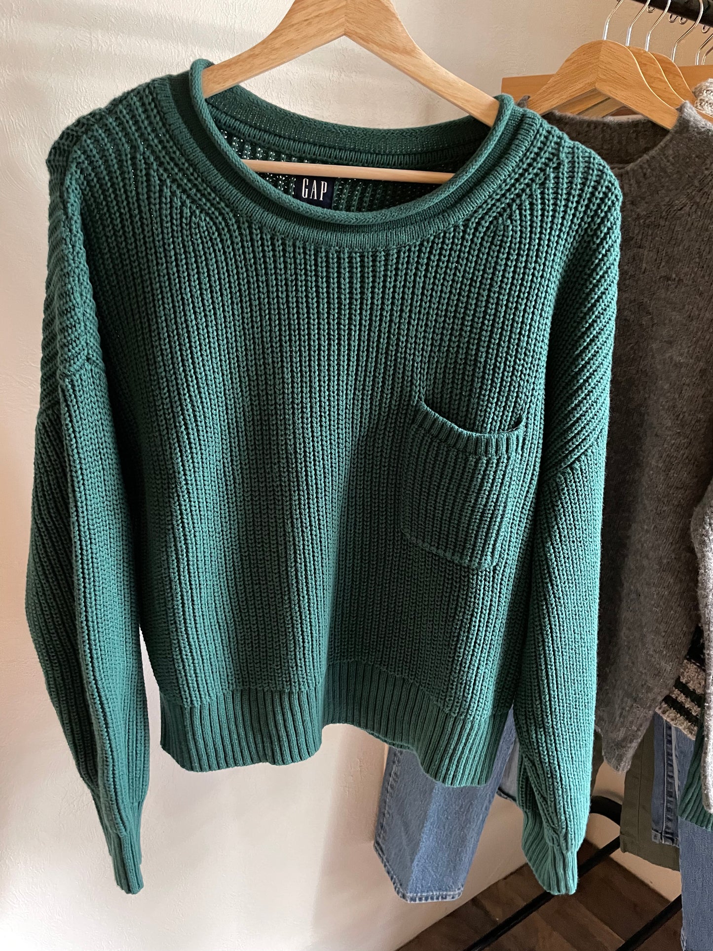 evergreen cotton knit sweater