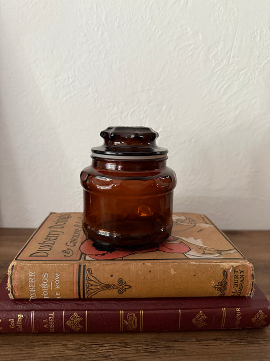 vintage amber glass canister