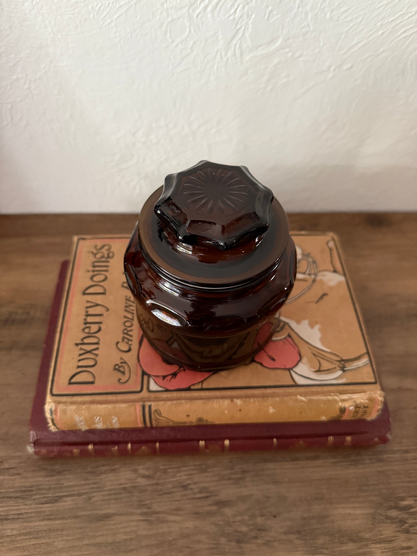 vintage amber glass canister