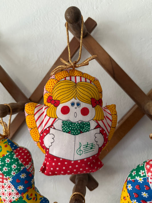 70's vintage fabric ornaments - choir angel