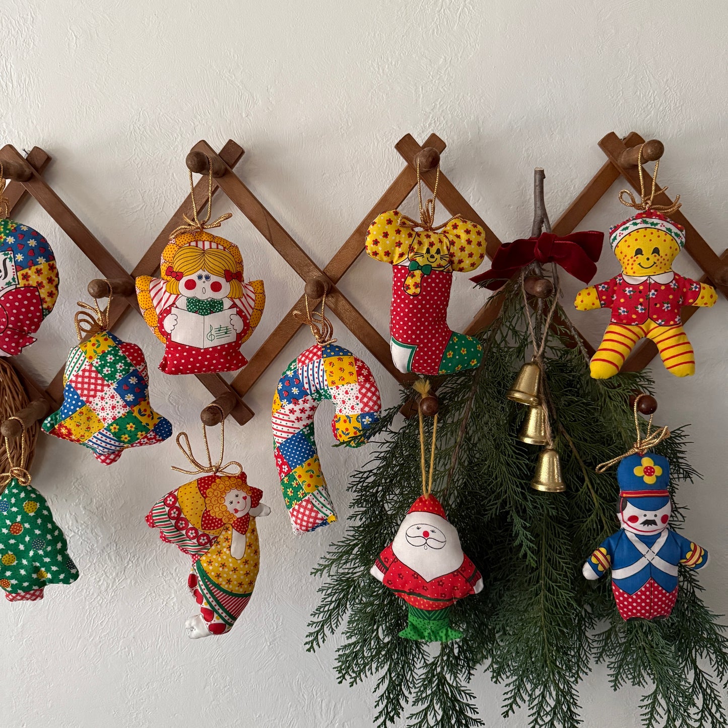 70's vintage fabric ornaments - patchwork bell