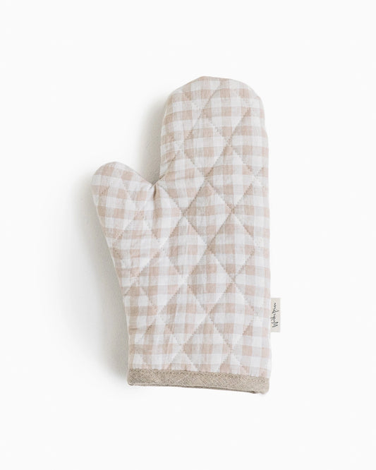 linen oven mitt - gingham