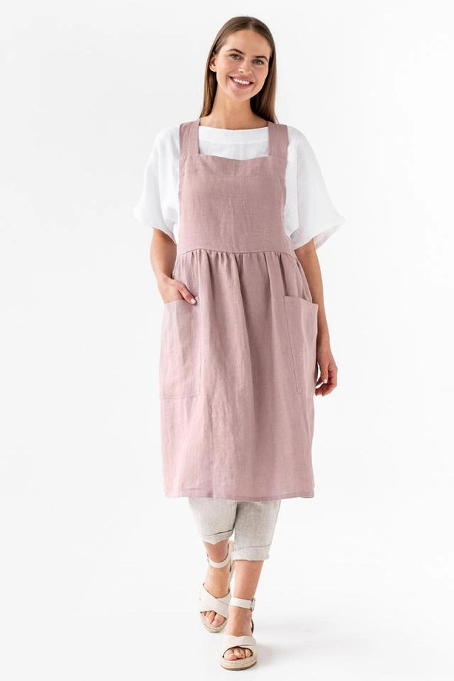 linen pinafore apron - charcoal